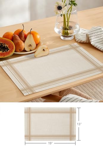 Minimalist Table Runner and Placemats Set of 4 Stripe Linen Texture