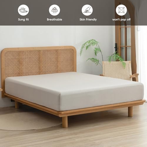 BESTOUCH California King Fitted Bottom Sheet:100% Washed Cotton