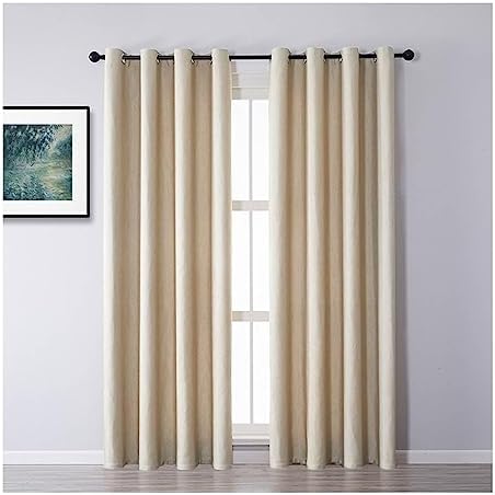 Grommet Blackout Curtains for Bedroom, Linen Solid Color Room