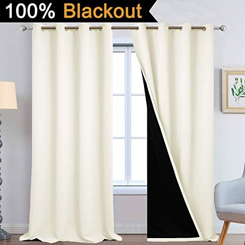 Yakamok Cream 100% Blackout Curtains 108 Inches Long for Bedroom 52"