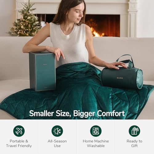 Kaisa Weighted Lap Blanket for Adults, 7 lbs 41" x 53", Leaf Pattern
