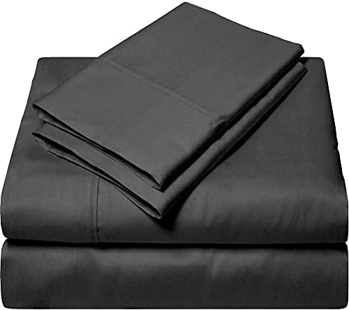 King | Dark Grey 3 Piece Solid Bed Sheet Set 100% Egyptian Cotton 600