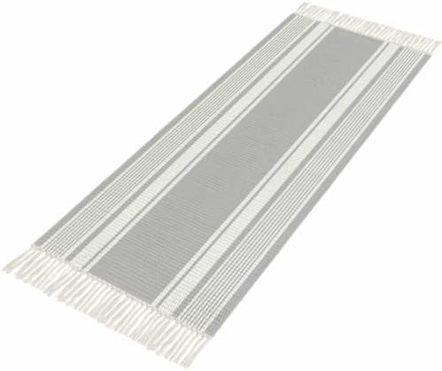 Farmhouse Grey Hallway Runner Rug 2'x5', Farmhouse Gray Line Striped