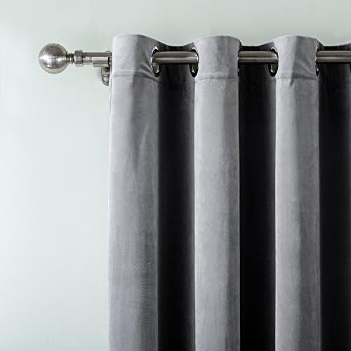 ChadMade Solid Matt Heavy Velvet Curtain Drape Panel Super Soft Nickel