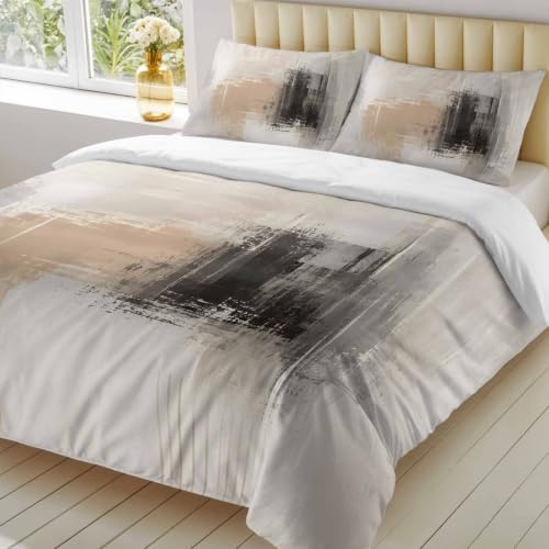 Duvet Cover King Size, Brown Black Abstract 3-Piece Bedding