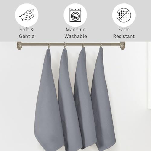 Waffle Kitchen Towels, Grey, 16x26 in, Set of 4