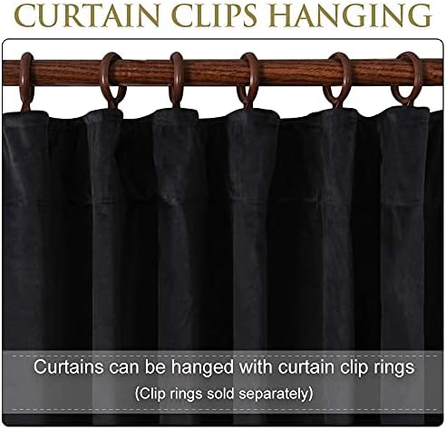 StangH Black Velvet Blackout Curtains 120 Inches for Sliding Door
