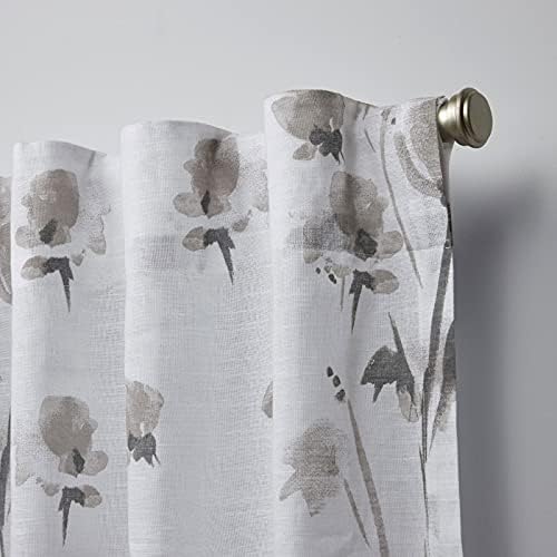 Nicole Miller La Petite Fleur Hidden Tab Top Curtain Panel, Taupe