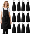12 Pack Aprons Bulk with Pockets, Unisex Apron with Extra Long Ties