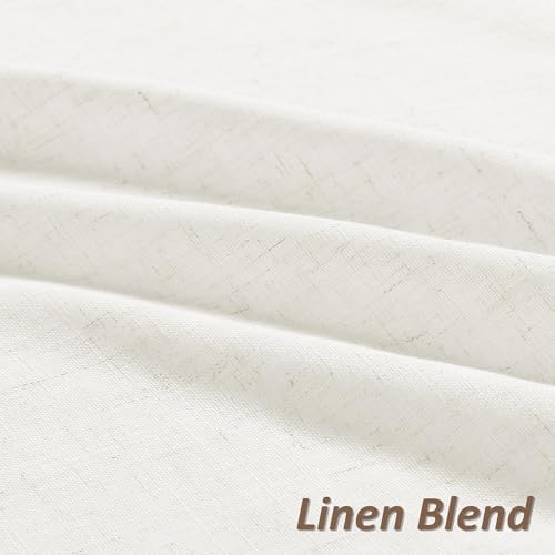 Guken Extra Long Linen Curtains 120 Inch Rod Pocket Beige White 2