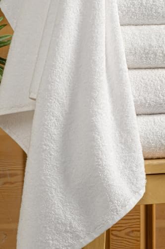 SODEF 6 Piece White 100% Cotton Hand Face Towels 20x35 inches | Spa
