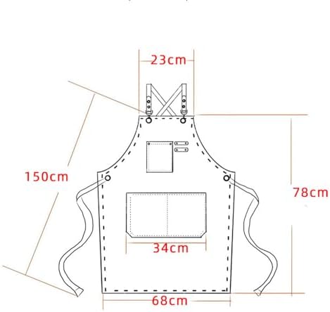 Chef's apron in cotton canvas, unisex, with large pockets