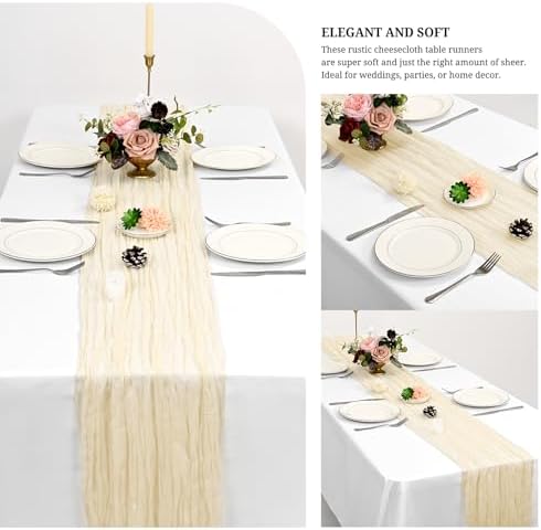 24 Pack Ivory Table Runner 20x120 inch Cheesecloth Table Runner