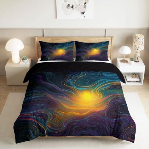 King Duvet Cover Set Technological Light and Shadow Lines Textures