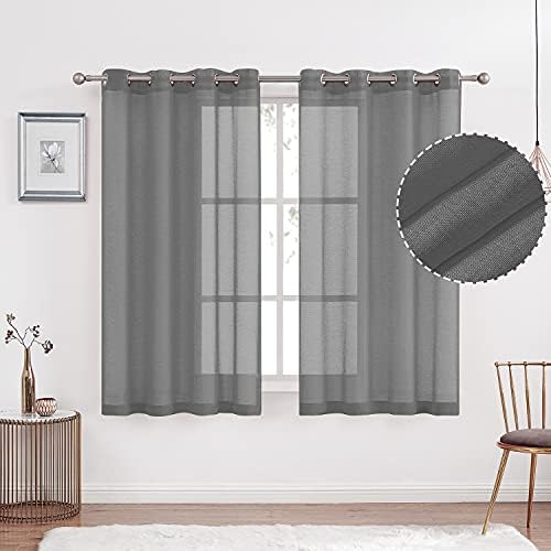 July Joy Semi Linen Look Sheer Curtains for Bedroom, Living Room