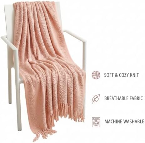 Soft Chenille Throw Blanket Cozy Chunky Knit Blanket for Couch and Bed