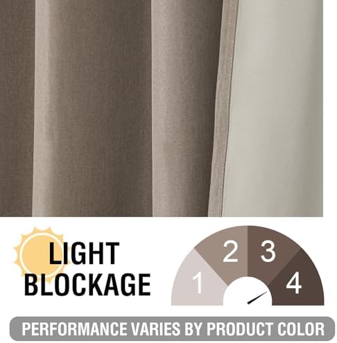 H.VERSAILTEX Linen Blackout Curtains 108 Inches Long for
