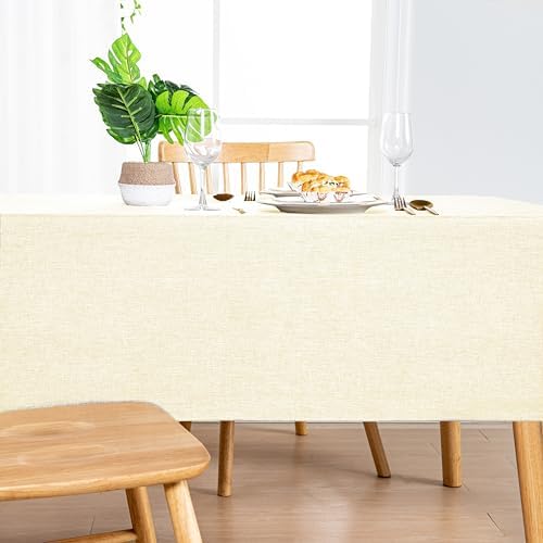Hiasan 54 x 108 Inch Faux Linen Rectangle Tablecloth, Champagne