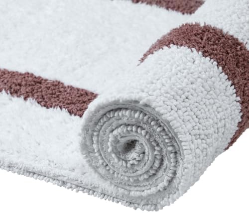 Tufted Cotton White Beige Bathroom Rugs Sets 3 Piece