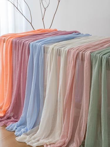 6Pcs White Cheesecloth Table Runner 120 Inches for Party Home Decor