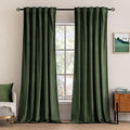 MIULEE Velvet Curtains 52x120 inches 2 Panels Olive Green Blackout