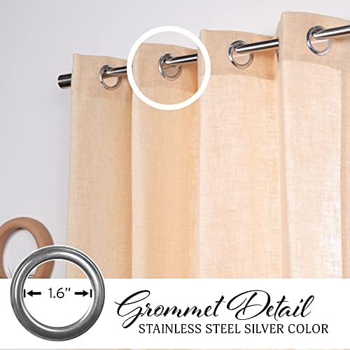 Home Fashion Linen Blend Curtains - Stainless Steel Nickel Grommet Top