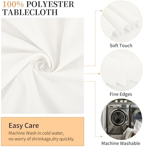 10 Packs 90 Inch Ivory Round Polyester Tablecloths