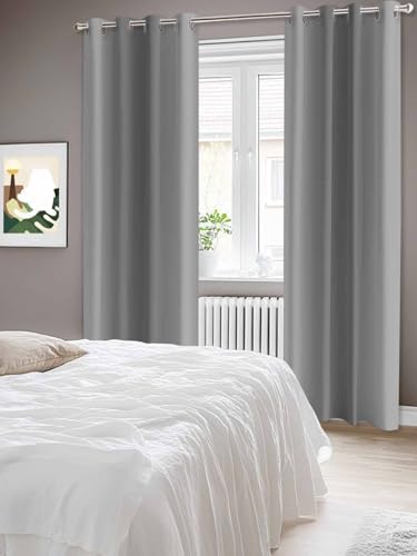 Gray Ombre Blackout Window Curtains 96 Inch Length 2 Panels Set