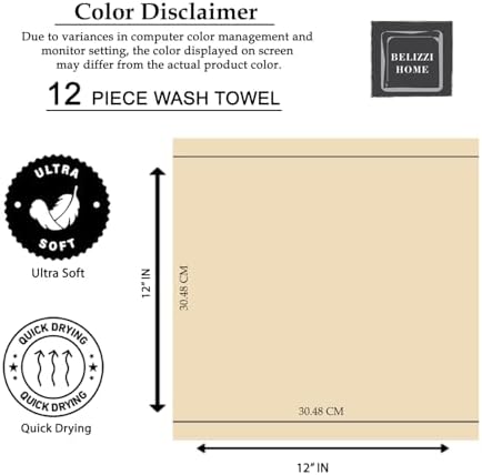 Belizzi Home Ultra Soft Cotton Washcloths, Contains 12 Piece Face