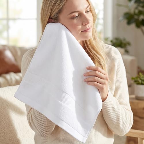 Solid Cotton Washcloths, 13" x 13" Soft Absorbent Reusable Face Cloth