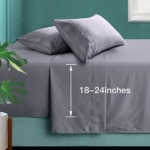 Manyshofu Extra Deep Pocket Twin Sheets, Grey Microfiber, 3 Piece