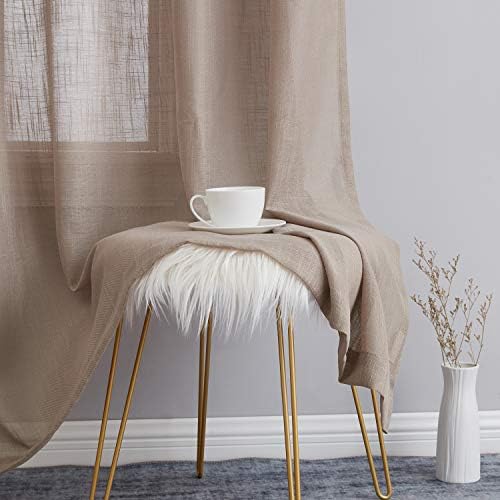 HLC.ME Abbey Faux Linen Textured Semi Sheer Privacy Sun Light