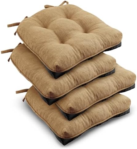 downluxe Indoor Chair Cushions for Dining Chairs, Tufted Overstuffed