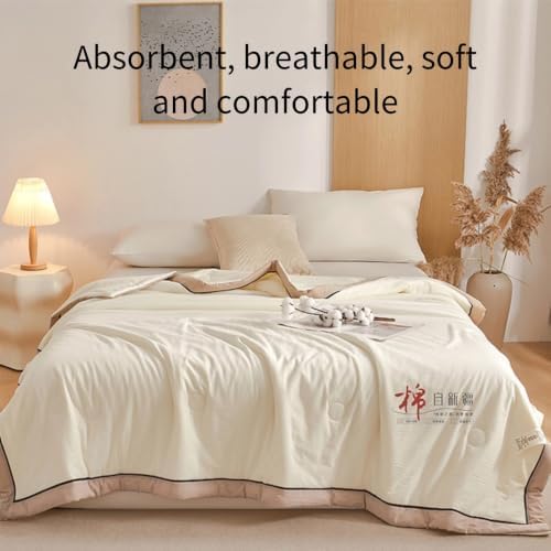 Cotton Summer Cooling Quilt Breathable Lightweight Machine Washable