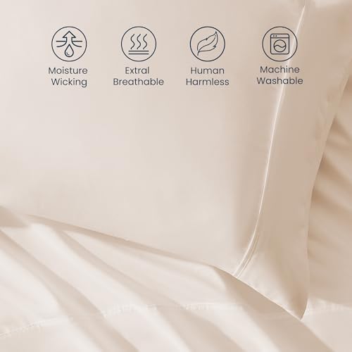 SLEEP ZONE Nanotex Super Soft Cooling Full Size Bed Sheets Set 4 Piece