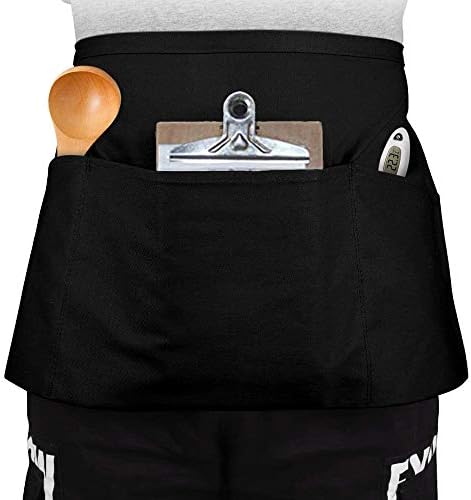 TOPTIE 2 Pack Waist Half Apron with 3 Pockets for Restaurant Waitress