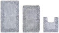 TRP Farmhouse Accent Cotton Bathroom Rugs Sets 3 Piece - Silver