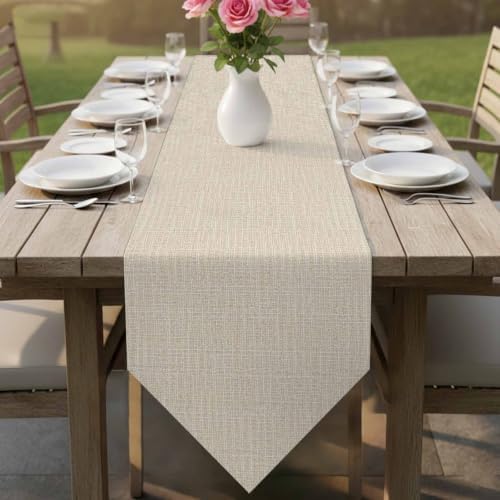 Vintage Beige Table Runner 108 inches Long Country Rustic Farmhouse