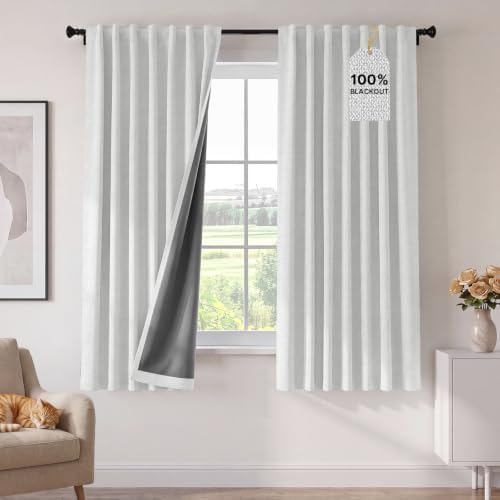 H.VERSAILTEX 100% Blackout Textured Curtains Back Tab 52x63 Greyish