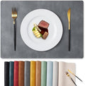 MOSAYT Vinyl Faux Leather Placemats, Set of 4, Grey