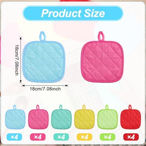 24 Pcs Pot Holders for Kitchen, Heat Resistant Cotton Blend Hot Pads &