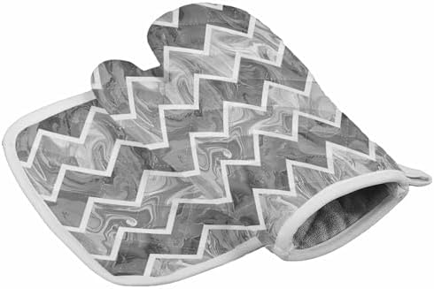 Quilted Cotton Terry Cloth Oven Mitt, Pot Holder Grey Abstract