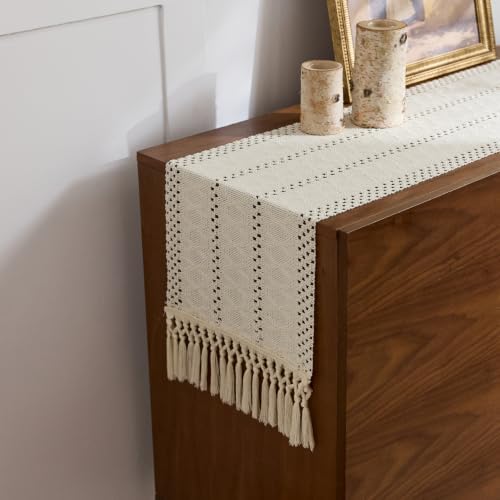 Baccessor Beige Farmhouse Table Runner for Fall Home Decor