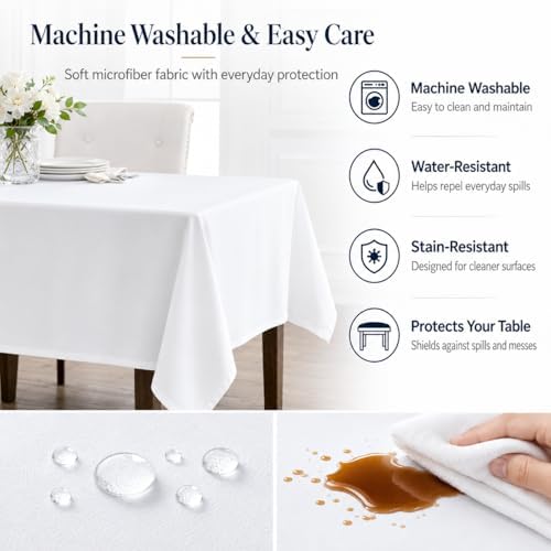 Gray-White Geometry Print Square Tablecloth, Waterproof Vinyl Table