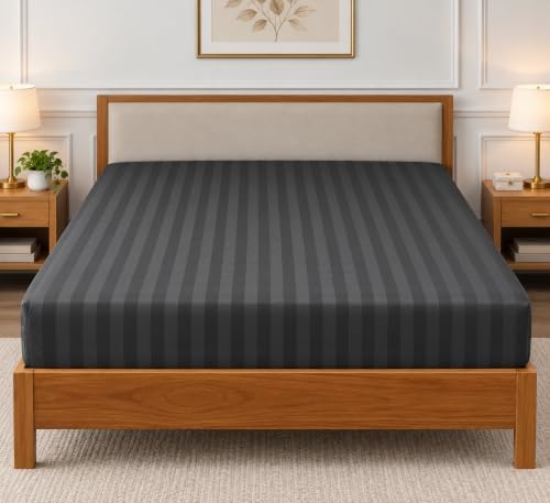 Alaskan King Fitted Sheet Only, 18" Deep, 100% Cotton, Grey Damask