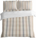 Brown Gray Striped Duvet Cover Queen Size Bedding Set 4 Pieces, 1