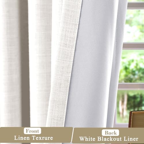 cololeaf Blackout Linen Curtains 84 Inches Long for Living Room
