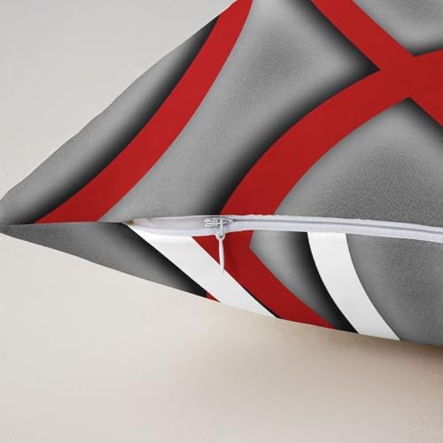 Erosebridal Set of 2 Red Grey Circle Throw Pillow Covers 18x18 Inch