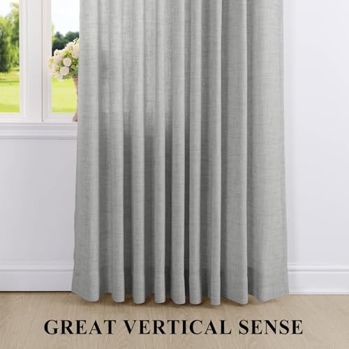 Fcosie Linen Curtains, Light Filtering Pinch Pleated Drapes for Living