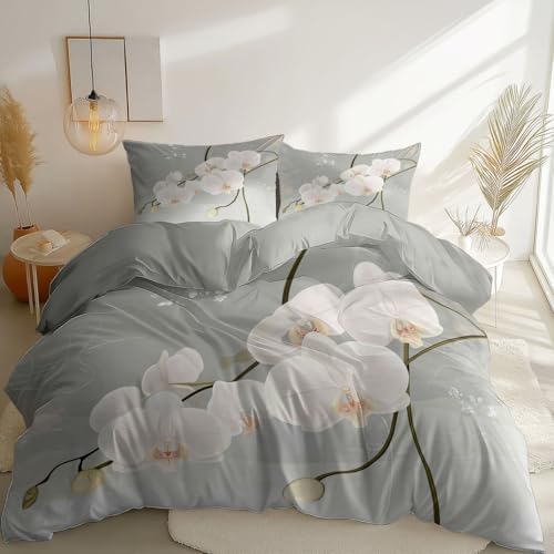 Duvet Cover Hand Drawn Plants and Flowers Printed Microfiber Comforter